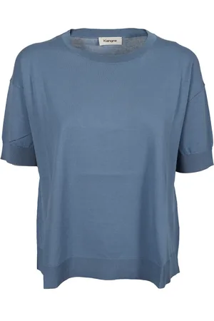 KANGRA CASHMERE Top, Herre, Blå, S, Bomuld, Bomuld T-shirt i farverige jeans