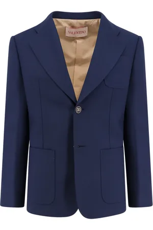 VALENTINO Jakke, Herre, Blå, M, Uld, Blå Uld Blazer med Logo Knapper