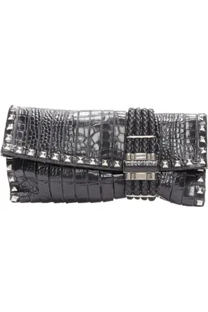 Jimmy Choo Pre-owned, Dame, Sort, ONE SIZE, Tyl, Pre-owned Laeder clutches