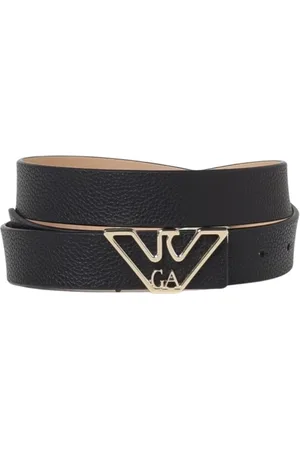 Emporio Armani Tilbehør, Dame, Sort, 75 CM, Læder, Sort Læder Logo Bælte