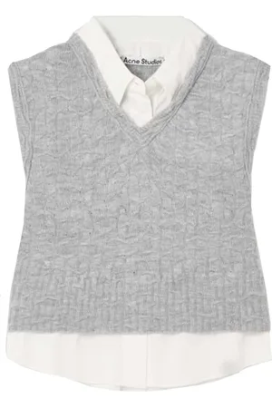 Acne Studios Jakke, Dame, Grå, S, Nylon, Lagdelt V-hals ærmeløs vest