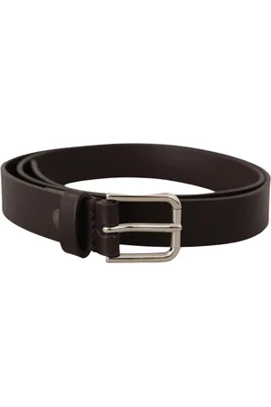 Dolce & Gabbana Tilbehør, unisex, Grå, 80 CM, Læder, Elegant Læderbælte med Logo Spænde
