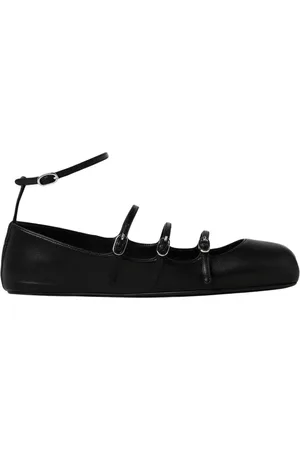 Alexander McQueen Sko, Dame, Sort, 37 EU, Læder, Sort Læder Ballerina Flats Spænde Sko