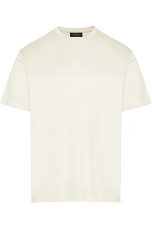 Gran Sasso Top, Herre, Hvid, L, Luksus Silke T-shirt Lavet i Italien