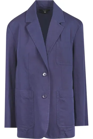 Max Mara Jakke, Dame, Blå, 2XS, Bomuld, Linned og Bomuld Blazer