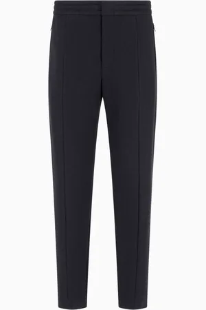 Emporio Armani Bukser, Herre, Sort, 2XL, Bomuld, Mørkeblå Vaffeltekstur Sporty Bukser