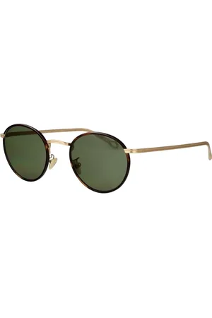 Giorgio Armani Tilbehør, Herre, Gul, 49 MM, Uld, Guld Aviator Solbriller med Elegant Design