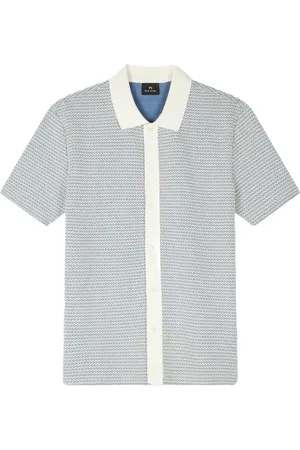 Paul Smith Skjorte, Herre, Blå, M, Bomuld, Knap Front Polo Skjorte Blå/Hvid