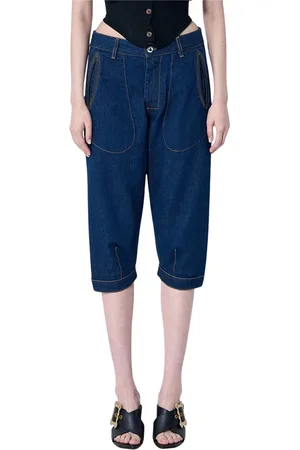 Vivienne Westwood Shorts, Dame, Blå, W28, Uld, Stilfulde Denim Shorts med Topstitching