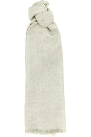Brunello Cucinelli Tilbehør, Dame, Hvid, ONE SIZE, Sølv Silke Kashmir Bland Wrap Tørklæde