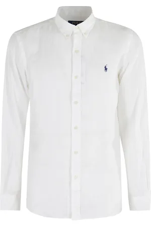 Ralph Lauren Skjorte, Herre, Hvid, M, Linned, Linned Sport Skjorte Hvid Langærmet