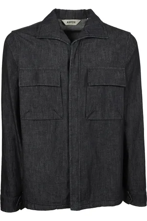 Aspesi Jakke, Herre, Blå, L, Denim, Denim Cape Skjorte Bluser