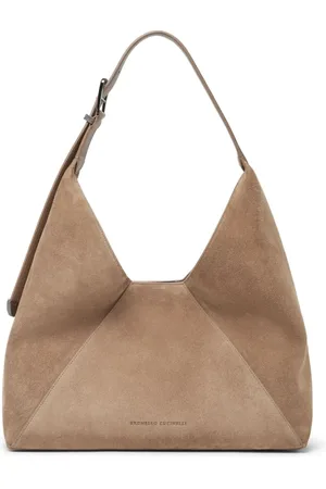 Brunello Cucinelli Taske, Dame, , ONE SIZE, Uld, Tobak Brun Ruskind Skuldertaske