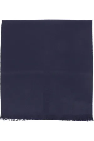 Emporio Armani Tilbehør, Herre, Blå, ONE SIZE, Uld, Blå Uld Frynset Tørklæde