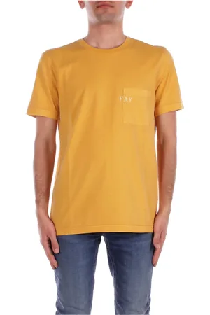 FAY Top, Herre, Gul, M, Bomuld, Mørk Gul T-shirt med Frontlomme