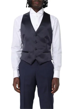 Emporio Armani Jakkesæt, Herre, Blå, 2XL, Satin, Blå Satin Jakkevest