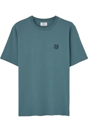 Maison Kitsuné Top, Herre, Blå, L, Fed Fox Head Skjorte