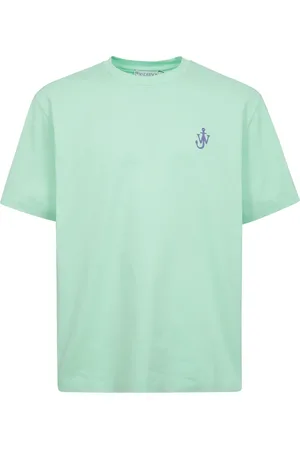 J.W.Anderson Top, Herre, Grøn, L, Bomuld, Kortærmet T-shirt med broderet logo