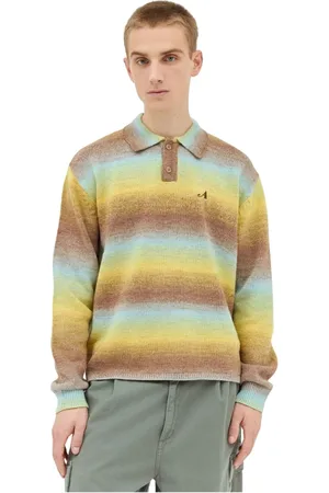 AWAKE NY Strik, Herre, Flerfarvet, M, Uld, Ombre Polo Sweater Strik