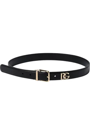 Dolce & Gabbana Tilbehør, Dame, Sort, 80 CM, Læder, Sort Læderbælte med Spænde