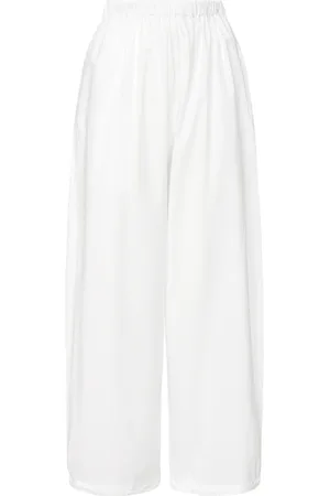 Pinko Bukser, Dame, Hvid, 2XS, Bomuld, Hvide Bomuld Poplin Løstsiddende Bukser