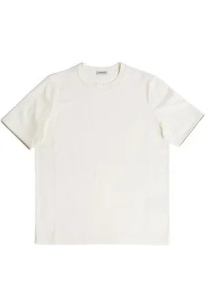 Moncler Top, Herre, Hvid, XL, Suede, Off- Løs T-shirt med Suede Trim
