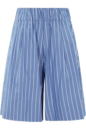 MYTHS Shorts, Dame, Blå, S, Bomuld, Blå og hvid stribet Bermuda shorts