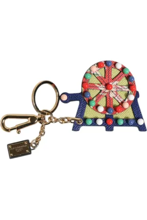 Dolce & Gabbana Tilbehør, Dame, Flerfarvet, ONE SIZE, Uld, Multifarvet Carretto Nøglering med Logo