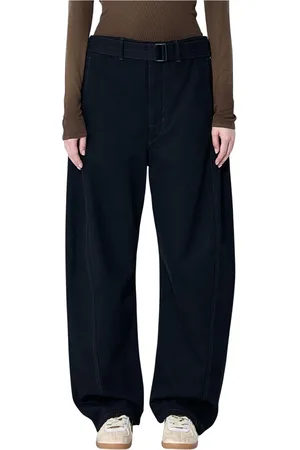 LEMAIRE Bukser, Dame, Sort, XS, Bomuld, Twisted Wide-Leg Bæltede Bukser