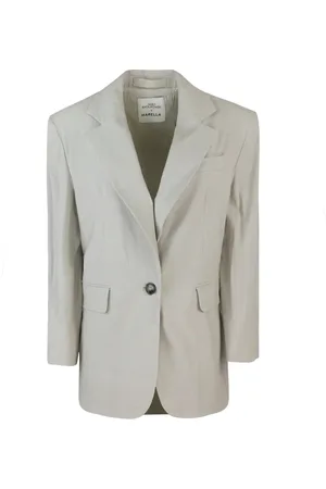 MARELLA Jakke, Dame, Grå, S, Linned, Ratajkowski Maxi Linned Blazer