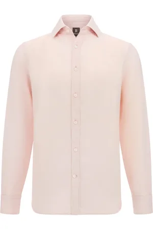 Boggi Milano Skjorte, Herre, Lyserød, XS, Linned, Regular Fit Linnedskjorte