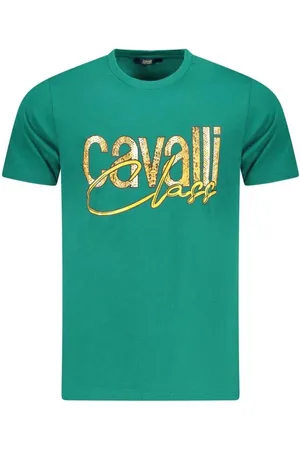 Roberto Cavalli Top, Herre, Grøn, 2XL, Bomuld, T-shirt med livligt print