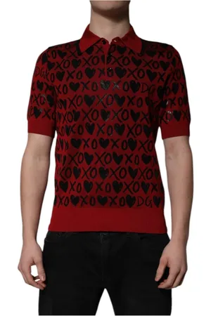 Dolce & Gabbana Top, Herre, Rød, M, Rød Xoxo Krave Polo T-shirt