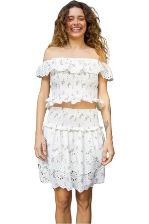 Crās Top, Dame, Hvid, M, Uld, Hvid Blomst Off Shoulder Top