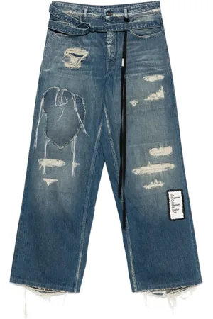 ANN DEMEULEMEESTER Jeans, Herre, Blå, S, Indigo Blå Knapp Fly Jeans