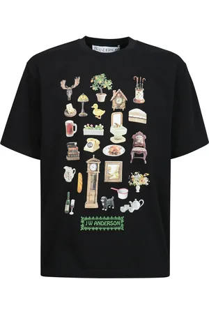 J.W.Anderson Top, Herre, Sort, M, Bomuld, Hvid Bomuld Rund Hals T-shirt
