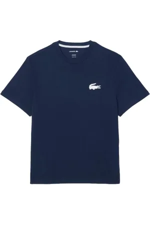 Lacoste Top, Herre, Blå, L, Bomuld, Trykt bomuld T-shirt - Kortærmet