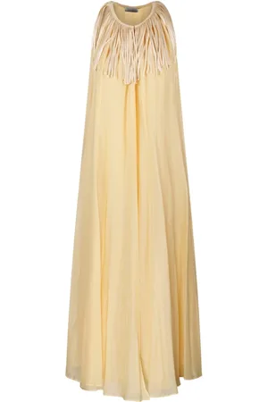 FORTE FORTE Kjole, Dame, Gul, M, Frynset Voile Kjole