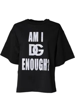 Dolce & Gabbana Top, Dame, Sort, M, Bomuld, Sort Logo Print Crew Neck Tee