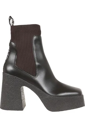 Stella McCartney Sko, Dame, Brun, 39 EU, Polyester, Brune Ankelstøvler med Tekstureret Kilehæl