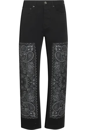 AMIRI Jeans, Herre, Sort, W36, Bomuld, Kontrast Jacquard Bandana Straight Leg Jeans