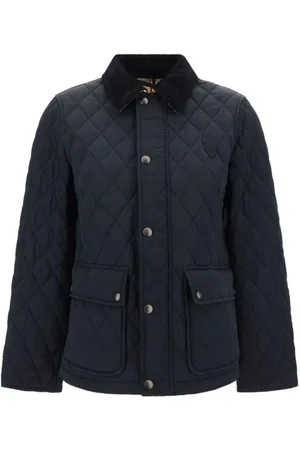Burberry Jakke, Dame, Sort, XS, Uld, Quiltet Velourjakke med Lommer