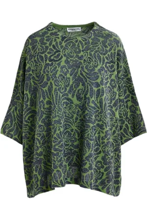Essentiel Antwerp Bluser & Skjorter, Dame, Grøn, S, Polyester, Blomstret Jacquard Oversized Top