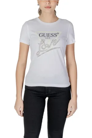 Guess Top, Dame, Hvid, S, Bomuld, Hvid Krystal Tee til Kvinder