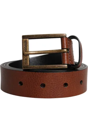 Dolce & Gabbana Tilbehør, Herre, Brun, 105 CM, Læder, Klassisk Metal Spænde Læderbælte