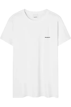 Isabel Marant Top, Herre, Hvid, S, Bomuld, Hvid kortærmet skjorte med Marant-logo