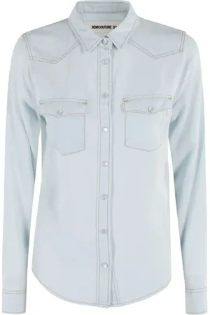 SEMICOUTURE Skjorte, Dame, Blå, M, Denim, Denim Skjorte Mirela
