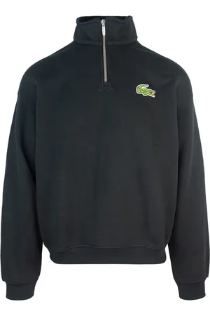 Lacoste Sweathshirts & Hoodies, Herre, Sort, S, Bomuld, bomulds sweater med lynlås krave