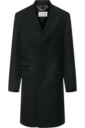 Maison Margiela Frakke, Dame, Sort, XS, Uld, Sort Uldfrakke V-Hals Stil