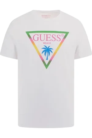 Guess Top, Herre, Hvid, M, Bomuld, Triangle Palm Tee Bomuld T-shirt